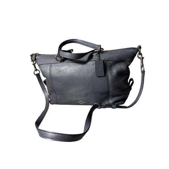 Coach Handbags - Coach F59325 Pebble Leather Lenox Satchel  Crossbody 2 Way Dark Navy Gray EUC